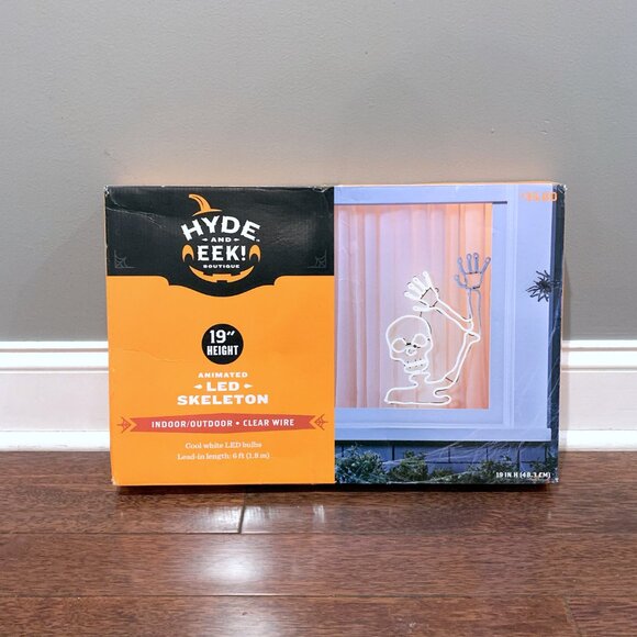 Hyde & Eek! Waving Skeleton Faux Neon LED Halloween Motion Light Sign NEW 2022 - Picture 1 of 4